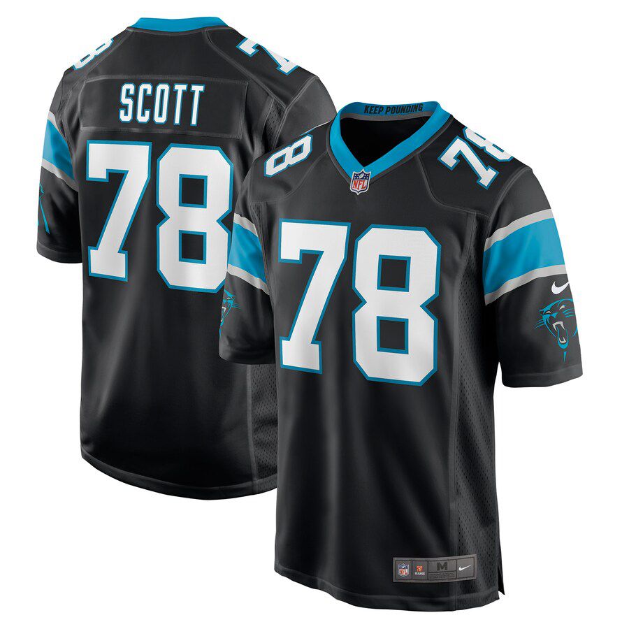 Men Carolina Panthers 78 Trent Scott Nike Black Game NFL Jersey